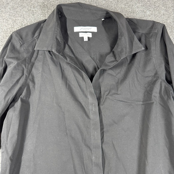 Foxcroft Non-Iron Tunic Shirt Womens 14 Black Collared Button Down Professional - Picture 2 of 6